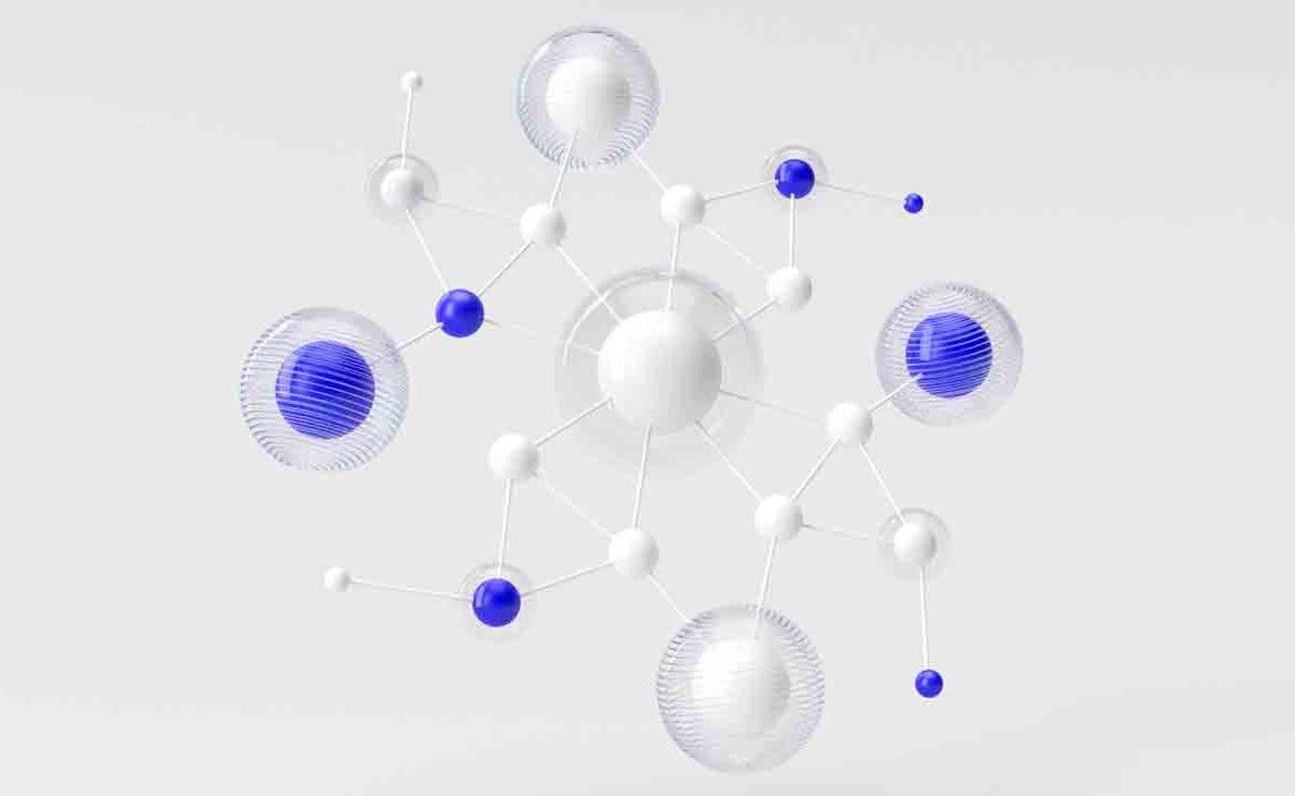 相互关联节点集群的3D渲染 